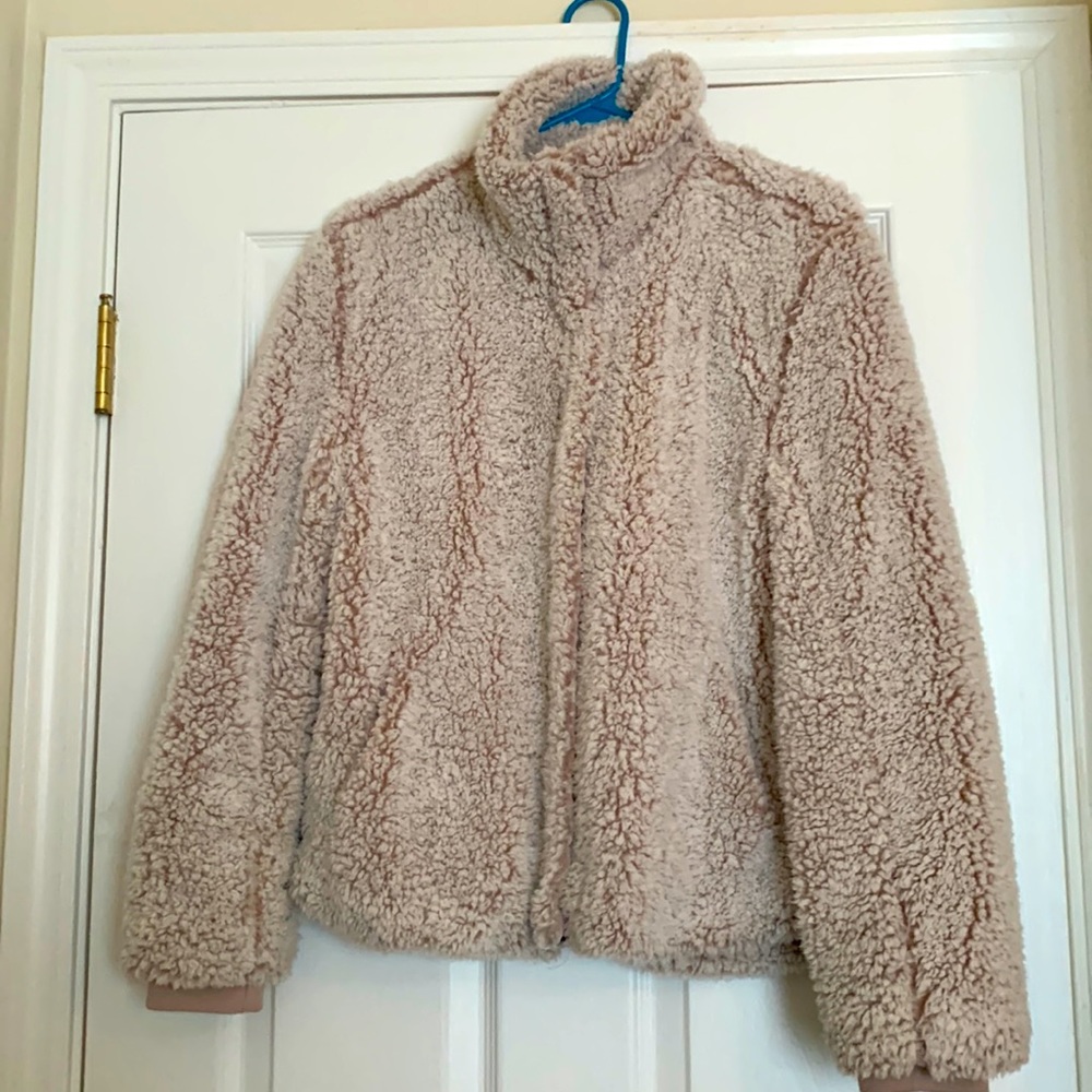 Altar’d State women’s fluffy blush pink jacket